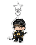 Fan-inspired keychain of Boston Bruins hockey player Fraser Minten by Monday Doodles
