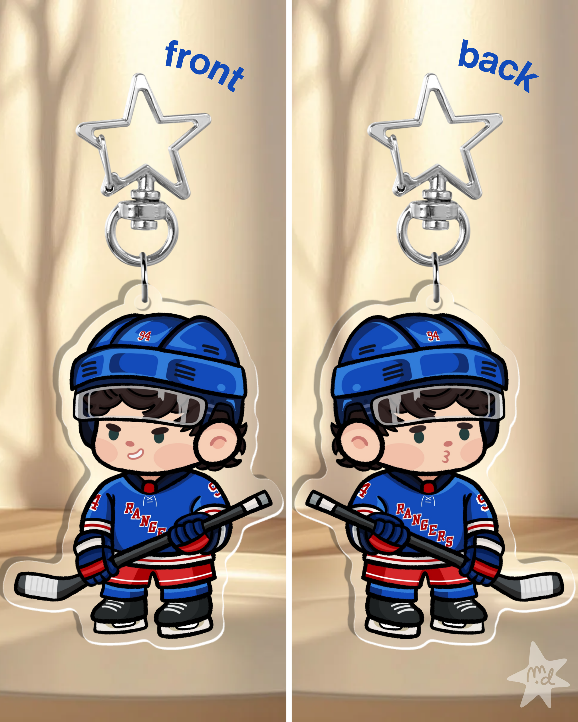 Fan-inspired keychain of New York Rangers hockey player Gabe Perreault
 by Monday Doodles