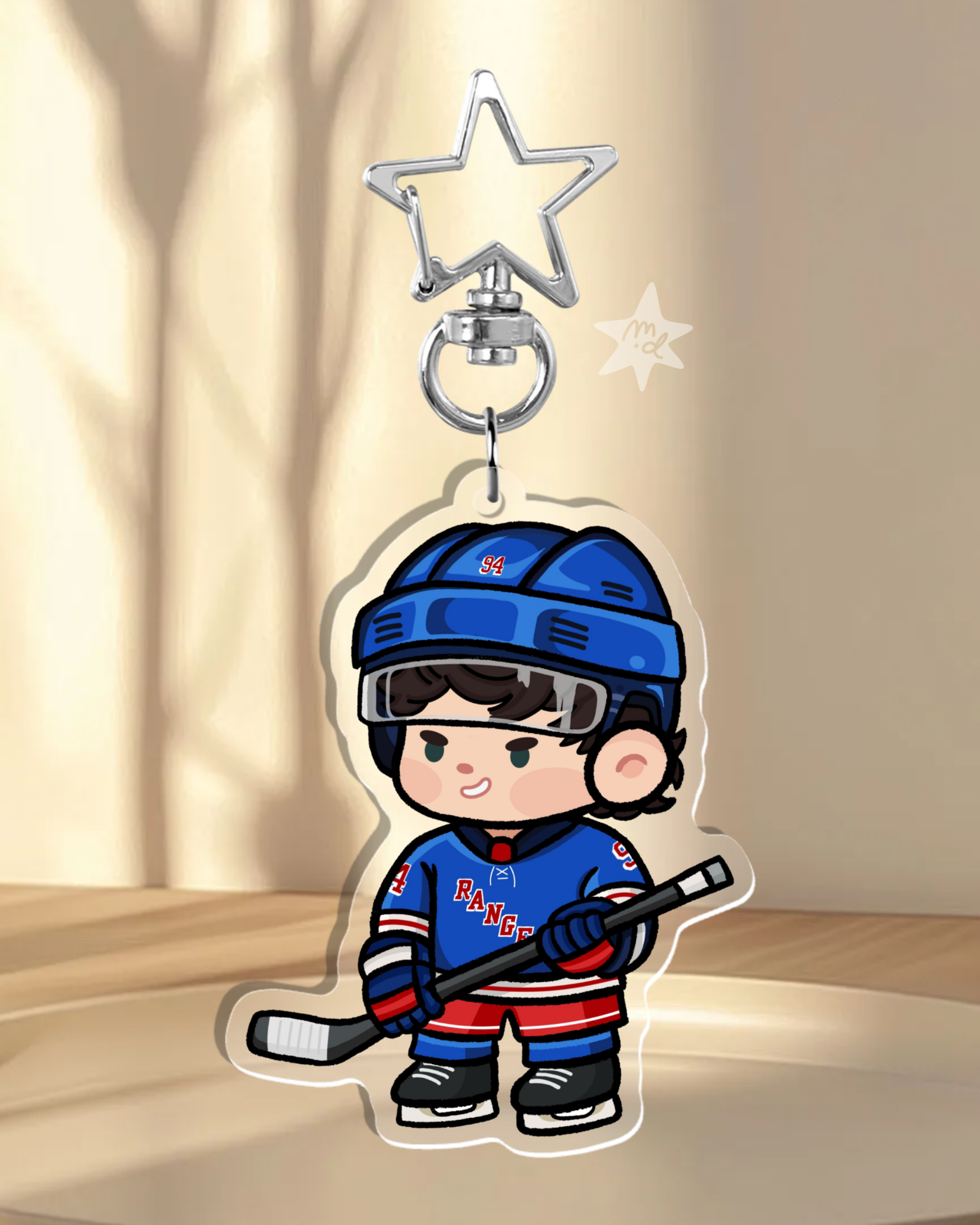 Fan-inspired keychain of New York Rangers hockey player Gabe Perreault
 by Monday Doodles