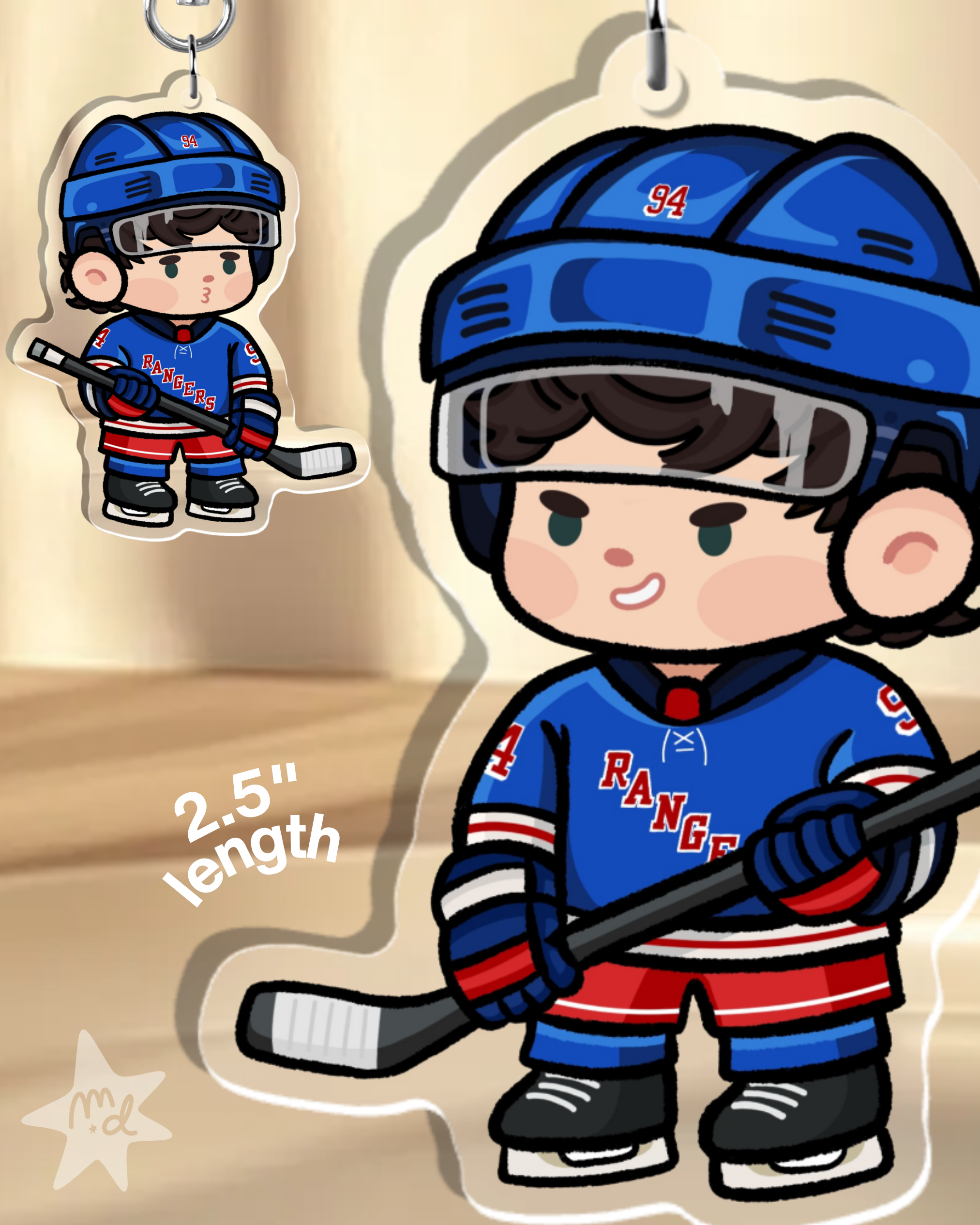 Fan-inspired keychain of New York Rangers hockey player Gabe Perreault
 by Monday Doodles