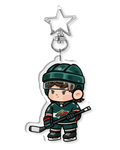 Fan-inspired keychain of Minnesota Wild hockey player Quinn Hughes by Monday Doodles