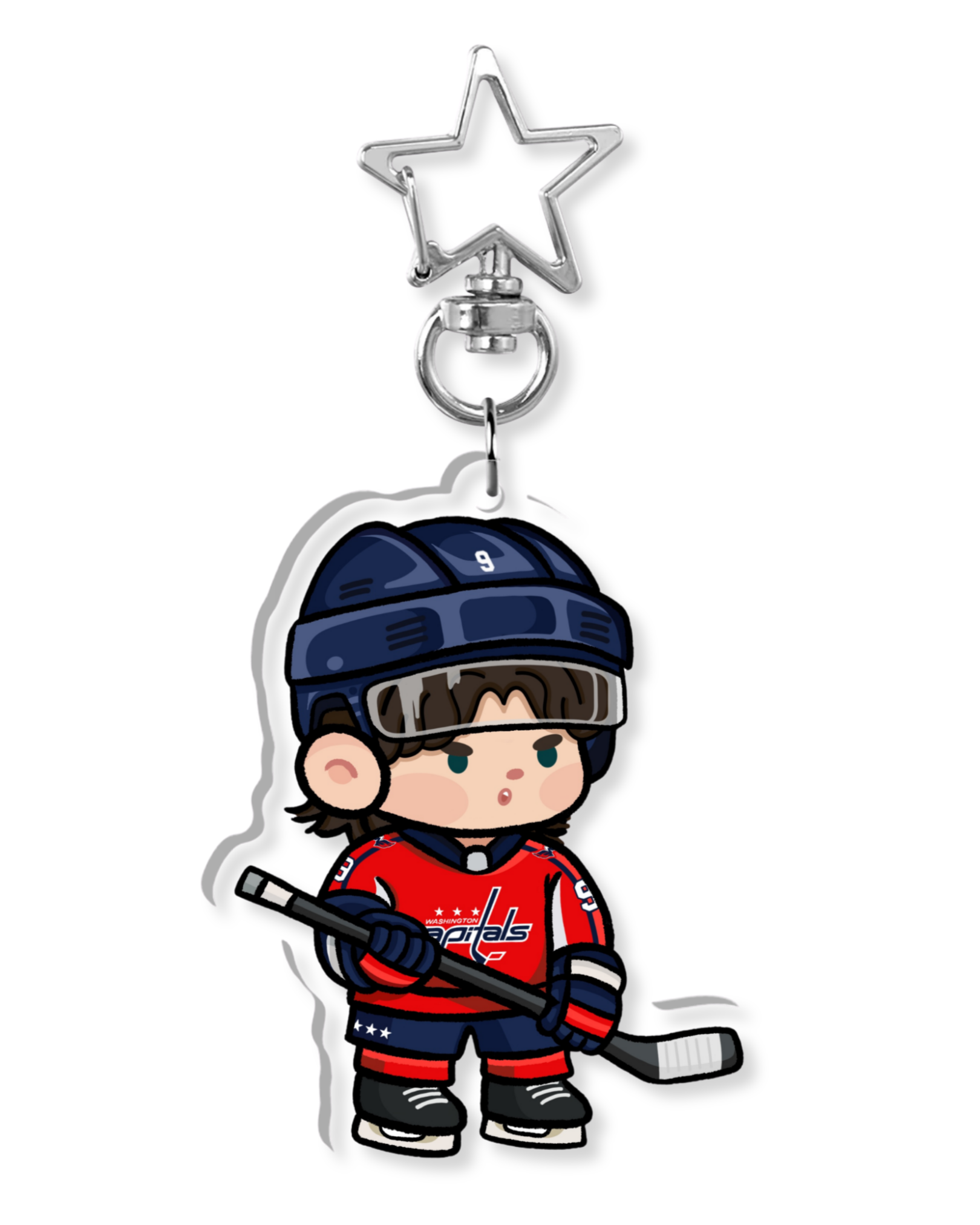 Fan-inspired keychain of Washington Capitals hockey player Ryan Leonard by Monday Doodles