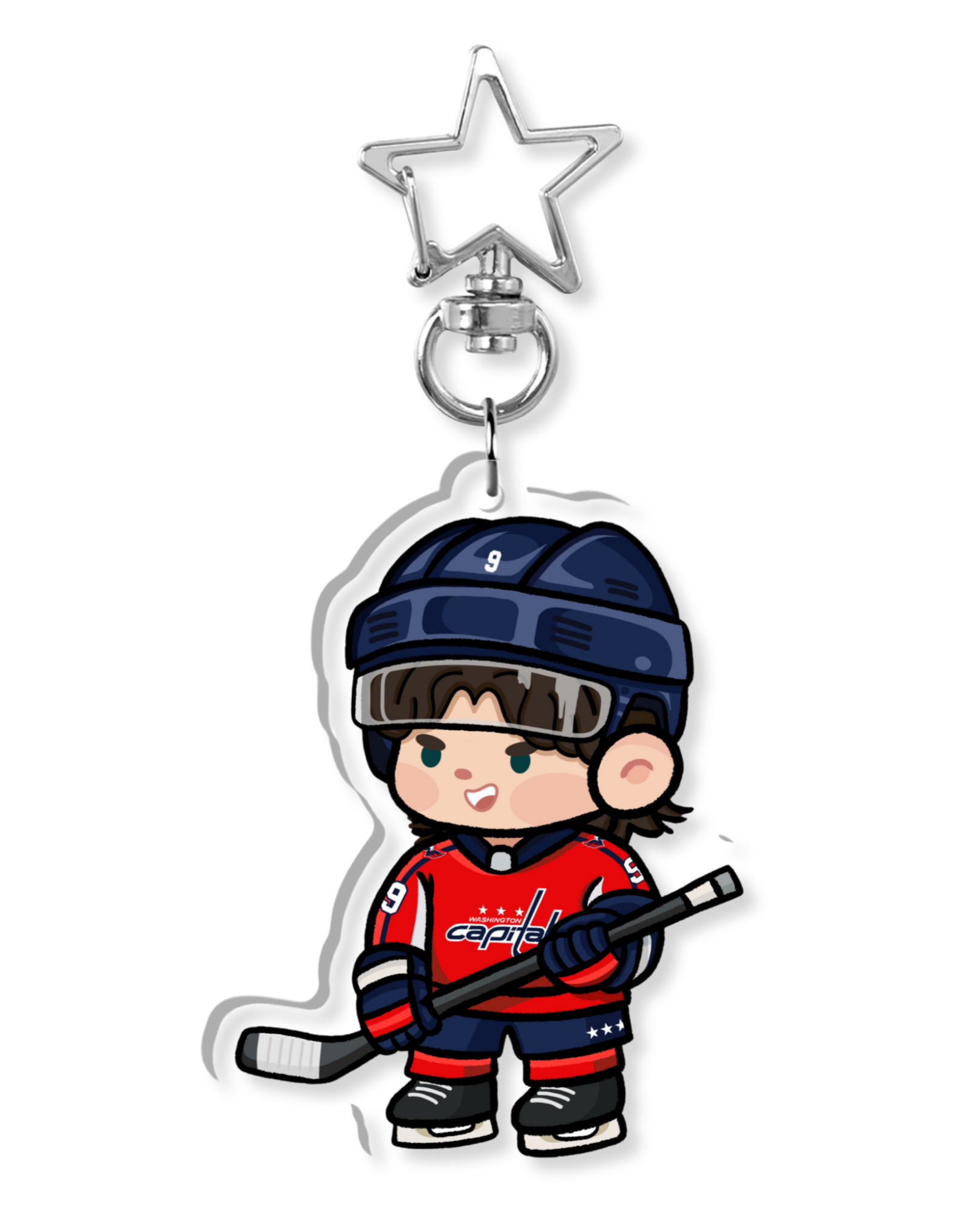 Fan-inspired keychain of Washington Capitals hockey player Ryan Leonard by Monday Doodles