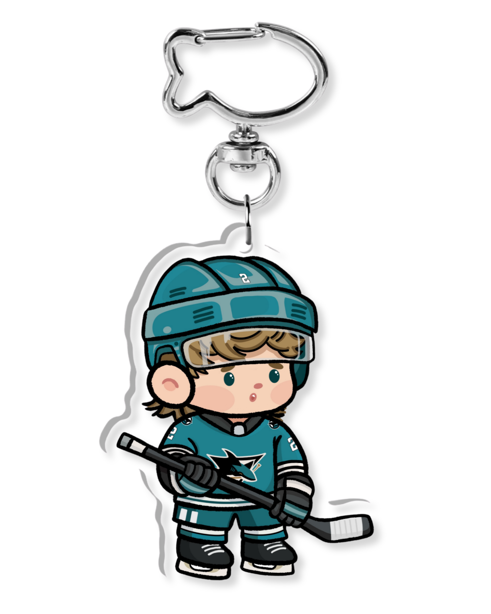 Fan-inspired keychain of San Jose Shark hockey player Will Smith Hockey by Monday Doodles