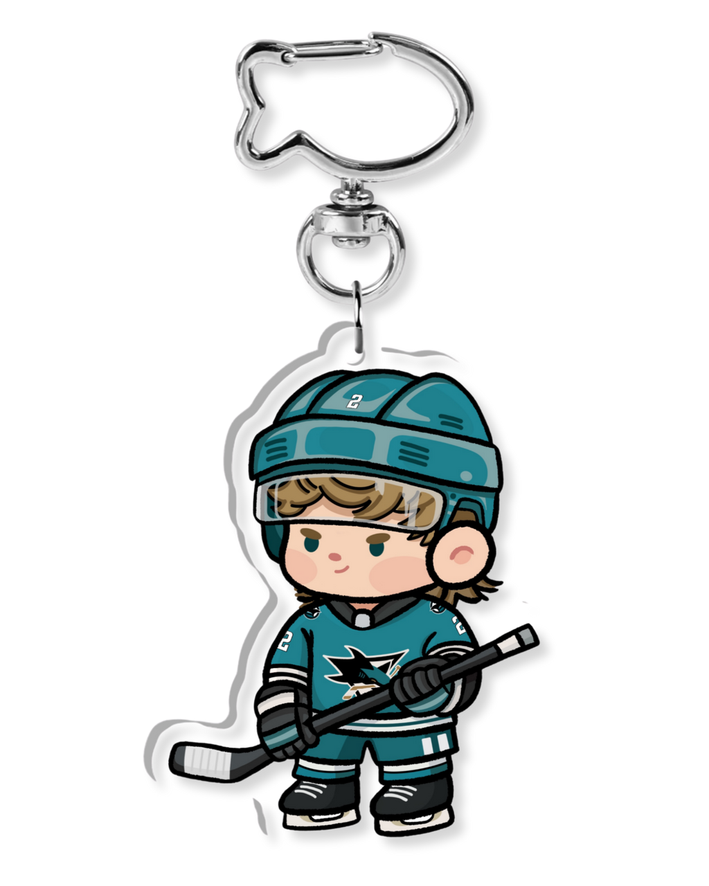 Fan-inspired keychain of San Jose Shark hockey player Will Smith Hockey by Monday Doodles