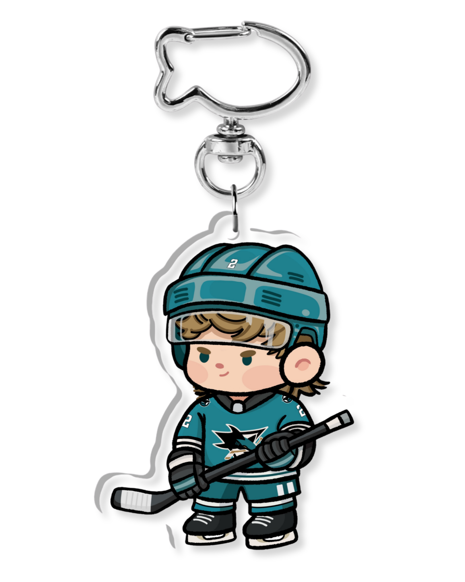 Fan-inspired keychain of San Jose Shark hockey player Will Smith Hockey by Monday Doodles